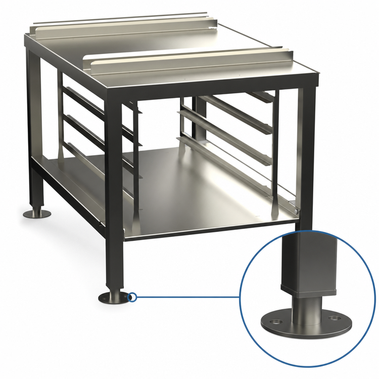 Product image #2 for Alto-Shaam Stainless Steel Equipment Stand with Seismic Feet, Lower Shelf, and Side Racks