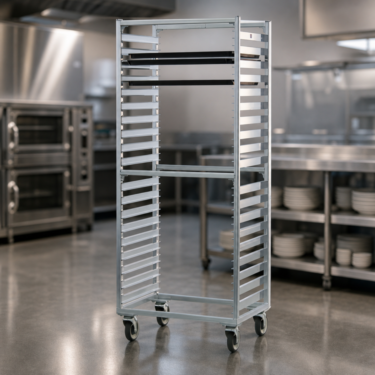 Product image #3 for New Age Mobile Full-Height Aluminum Bun Pan Rack with Open Sides, 38-Pan Capacity