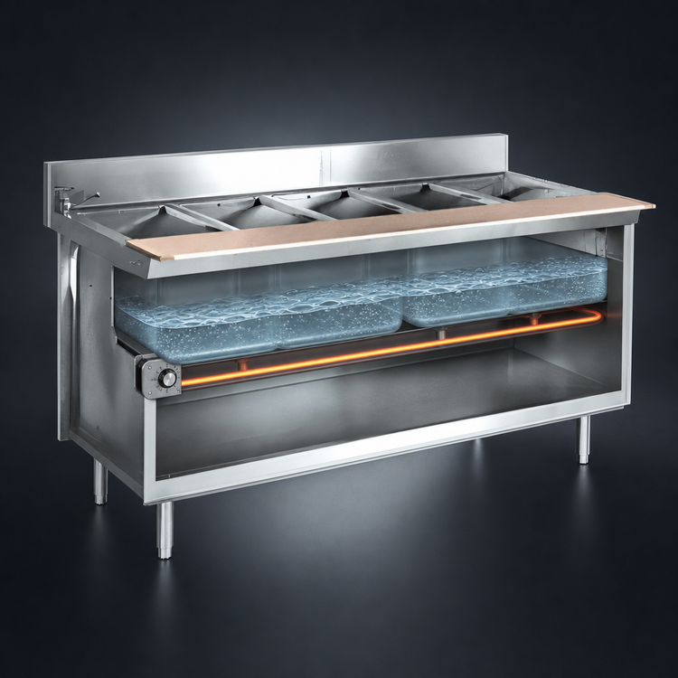 Product image #3 for La Rosa Refrigeration Electric Water Bath Hot Food Table, Two-Well Open Cabinet Base, 30 x 32 Inches