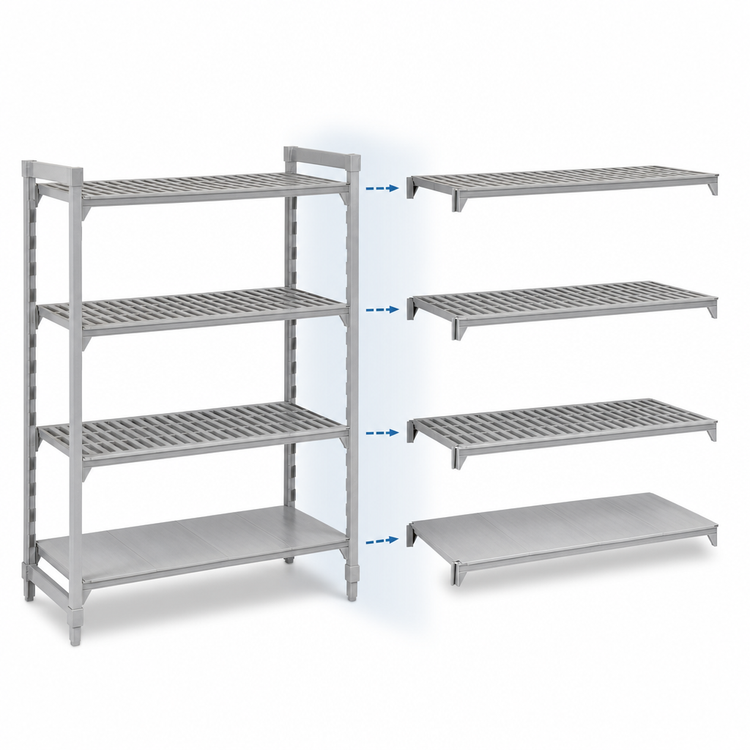 Product image #4 for Camshelving Premium 21 x 36 x 72 Inch 4-Shelf Vented and Solid Add-On Polymer Shelving Unit, Speckled Gray