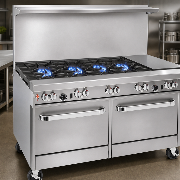 Product image #3 for Southbend Ultimate 60-Inch Gas Restaurant Range with 4 Open Burners, 36-Inch Thermostatic Griddle, Standard Oven, and Convection Oven