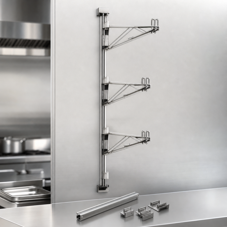 Product image #3 for Eagle Adjustable Post Wire Wall Mount Prepackaged Mid Unit for 18-Inch Shelves, 63-Inch Post, Stainless Steel
