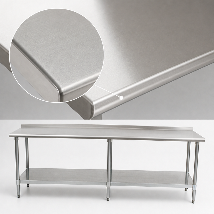 Product image #3 for Eagle Group Budget Series 120 Inch x 30 Inch Stainless Steel Work Table with 1-1/2 Inch Rear Up-Turn and Undershelf