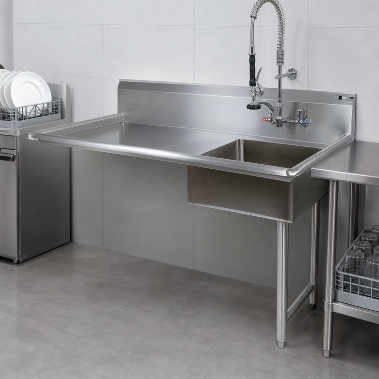 Product image #3 for John Boos Straight Soiled Undercounter Dishtable with Right-to-Left Operation and Integrated Pre-Rinse Sink
