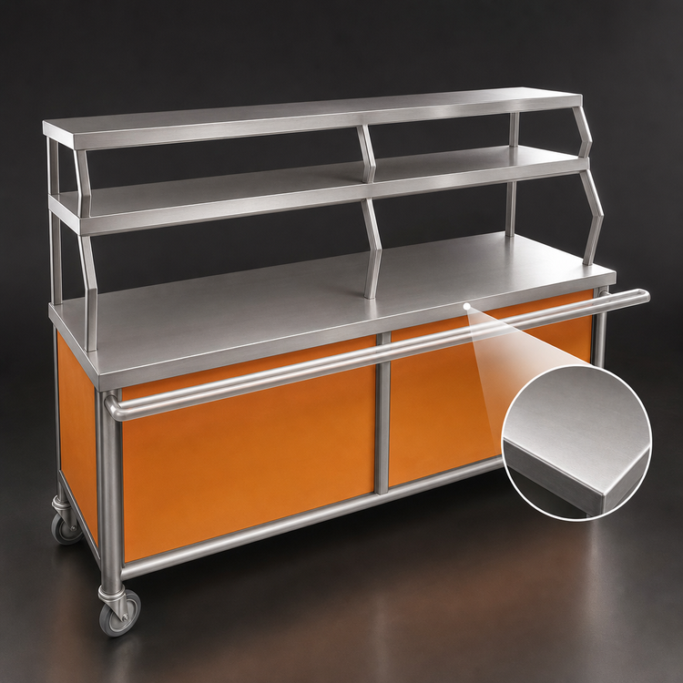 Product image #3 for Eagle Director's Choice Solid Top Serving Unit with Stainless Steel Top and Laminated Front Panel, 96 x 30 x 34 Inches