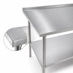 Thumbnail image #3 for John Boos Stallion ST4R1.5-36144SSK 144" x 36" Stainless Steel Work Table, 14-Gauge 300 Series Top, Rear Up-Turn, Adjustable Undershelf