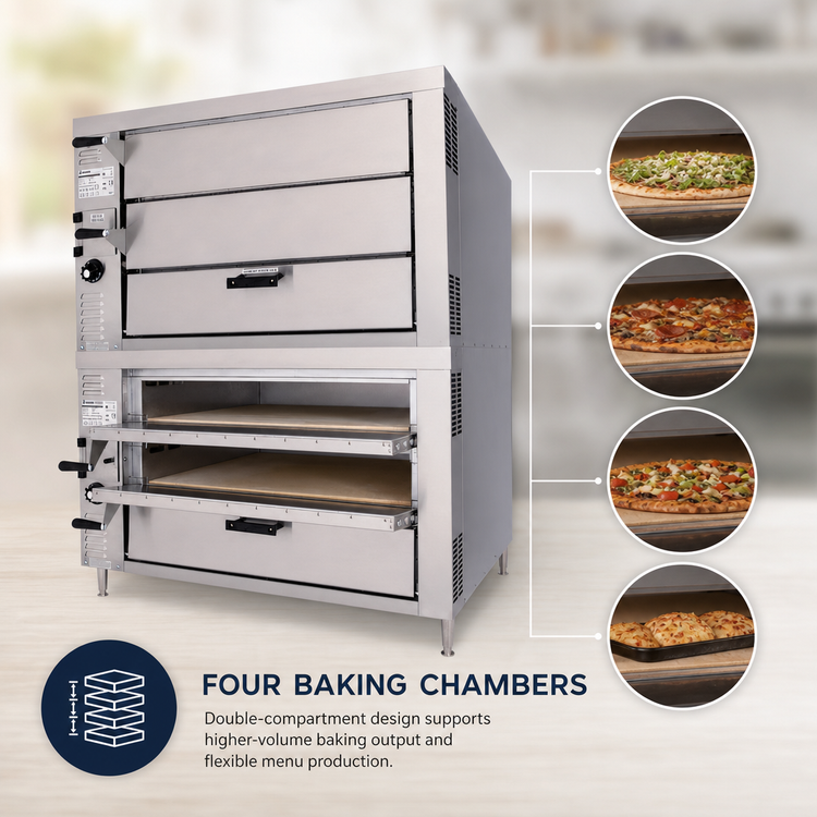 Product image #3 for Bakers Pride HearthBake Series GP62 Countertop Gas Pizza/Bake Oven, 4 Baking Chambers, 90,000 BTU