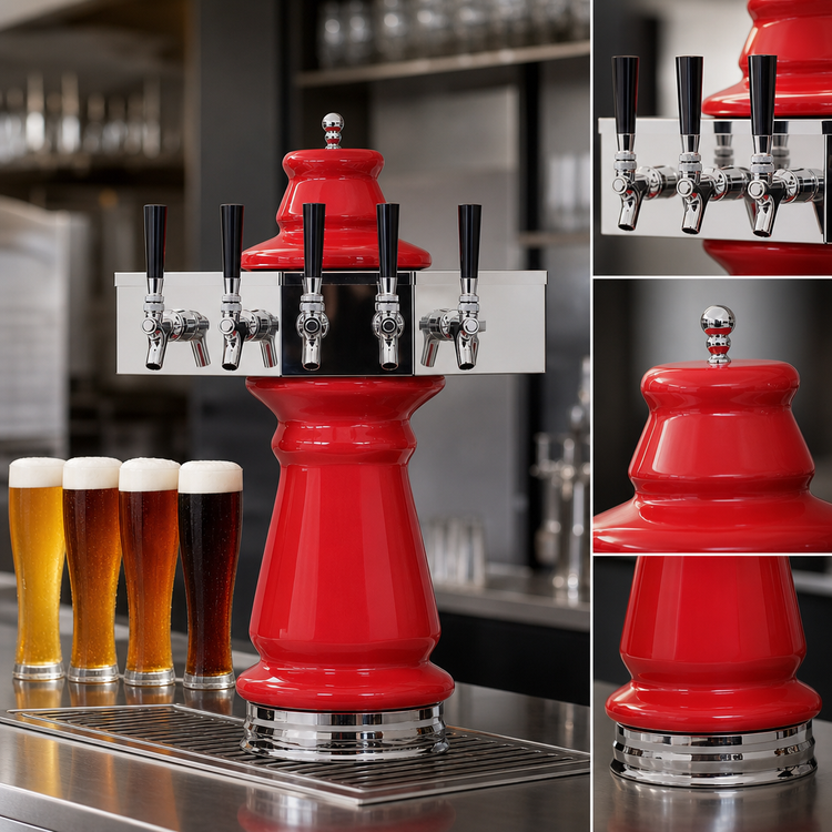 Product image #3 for Glastender Vienna 4-Faucet Draft Dispensing Tower, Mirror Finish, Glycol Cooled
