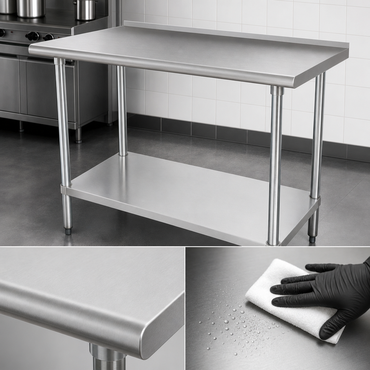 Product image #3 for Advance Tabco FMG-3610 Stainless Steel Work Table with Galvanized Legs and Adjustable Undershelf, 120 x 36 Inches