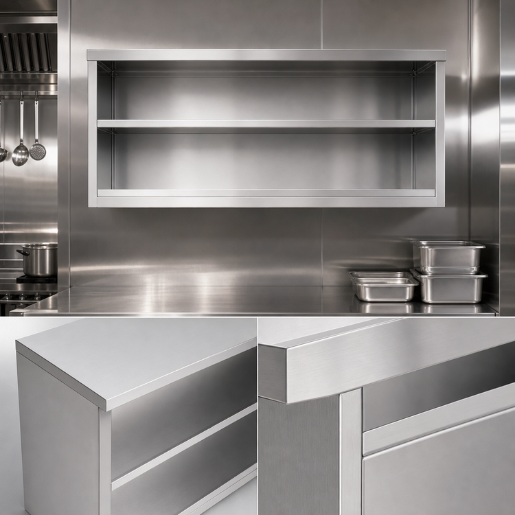 Product image #3 for 48-Inch Wall-Mounted Solid Stainless Steel Open Wall Cabinet