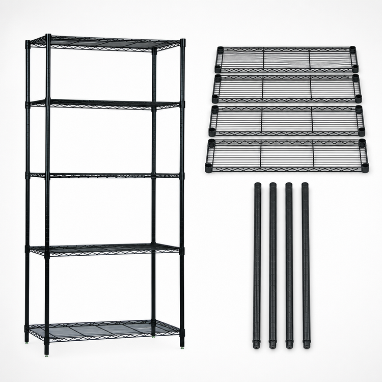 Product image #3 for Quantum 36"W x 30"D x 63"H Black Epoxy Antimicrobial Wire Shelving Starter Kit