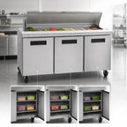 Thumbnail image #3 for Hoshizaki Steelheart SR72B-16 72-Inch Three-Section Sandwich Top Refrigerated Prep Table, 16-Pan Rail, Stainless Steel