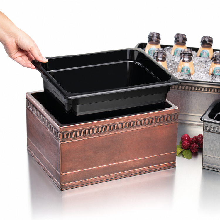 Product image #3 for Cal-Mil 10 x 12 x 6-1/2-Inch Copper-Colored Stainless Steel Ice Housing with Removable Polycarbonate Pan