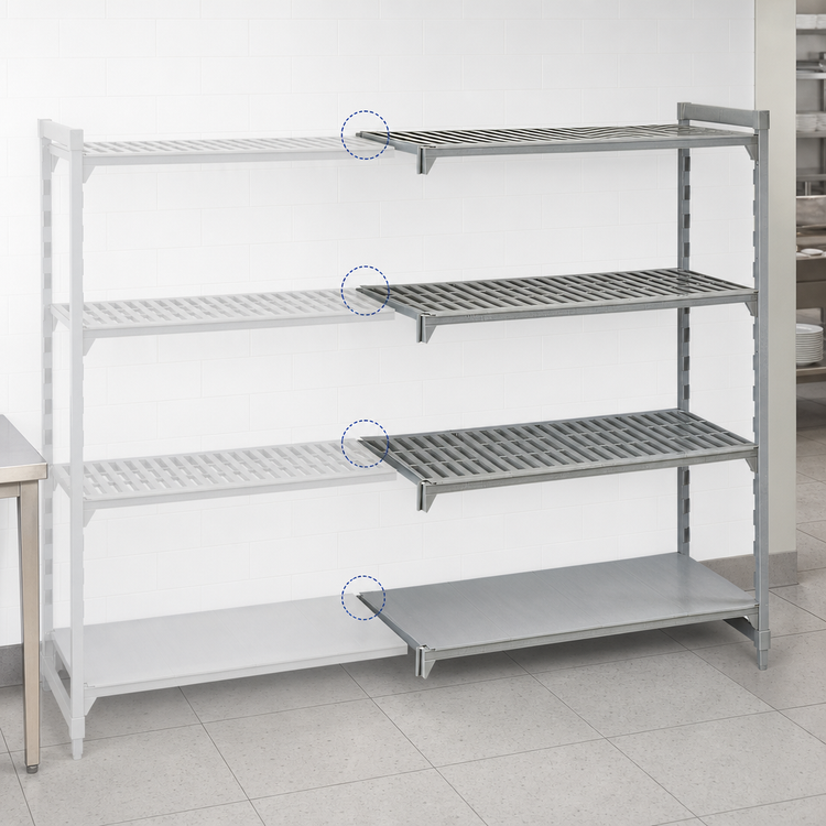 Product image #4 for Cambro Camshelving Premium 4-Shelf Vented and Solid Add-On Shelving Unit, 24 x 60 x 72 Inches