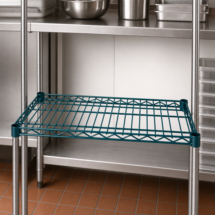 Product image #4 for Advance Tabco Special Value Series 72 Inch x 21 Inch Heavy Duty Green Epoxy Coated Wire Shelf
