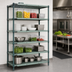Thumbnail image #3 for Quantum 5-Tier Stationary Wire Plastic Mat Shelving Unit, 60W x 14D x 86H, Green Epoxy Coated