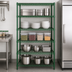 Thumbnail image #3 for Steel Works Heavy Duty 5-Tier Stationary Wire Shelving Unit, 54 x 21 Inches, Green Epoxy Coated