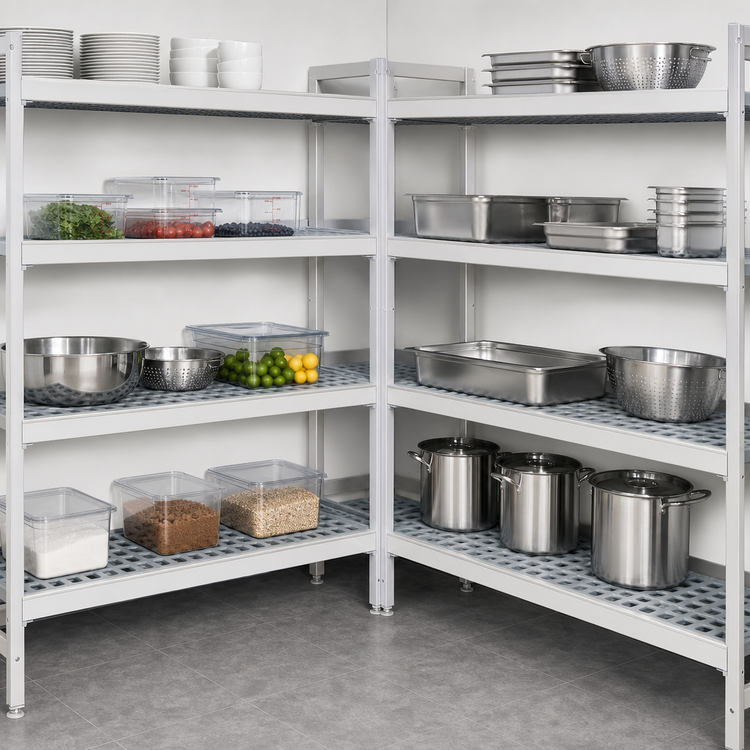 Product image #3 for Fermostock 4-Tier Corner Expansion Polymer Shelving Kit, 83 Inch H x 26 Inch W x 14 Inch D