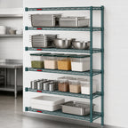 Thumbnail image #3 for Eagle Group Valu-Gard A5-86-1836VG 5-Tier Add-On Wire Shelving Unit, Green Epoxy, 36W x 18D x 86H