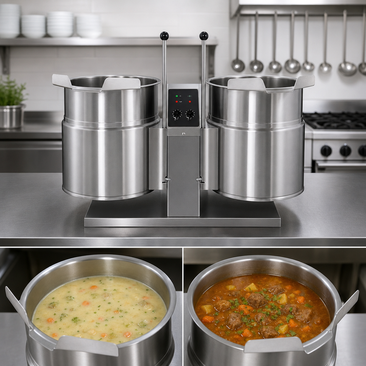 Product image #3 for Cleveland Range Twin Countertop Electric Tilting Kettle, 6 Gallons Each