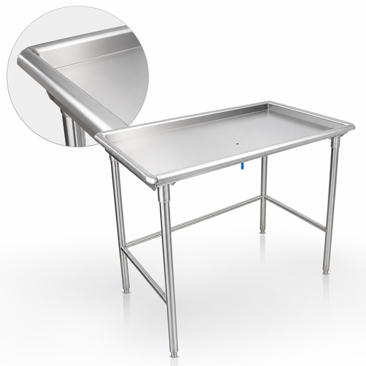 Product image #3 for John Boos Stainless Steel Sorting Table with 2-1/4-Inch Raised Edge, Open Base, 48-7/8 x 30-3/8 Inches