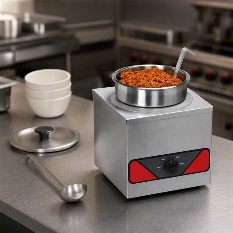 Product image #3 for Nemco Food Equipment 4 Quart Single-Well Wet Countertop Food Warmer with Inset, Cover and Ladle