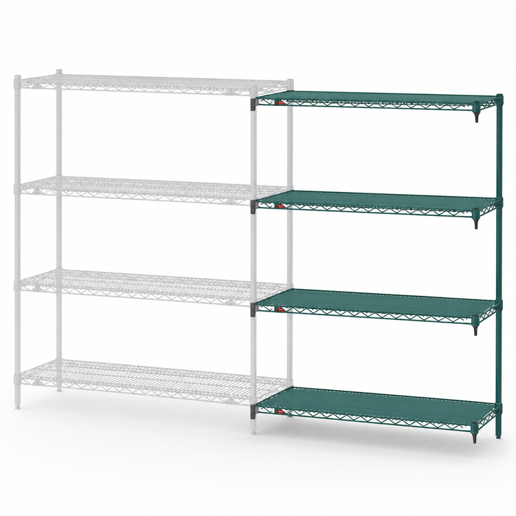 Product image #4 for Metro Super Erecta Super Adjustable Add-On Wire Shelving Unit, 48"W x 18"D x 63"H, 4 Shelves, Green