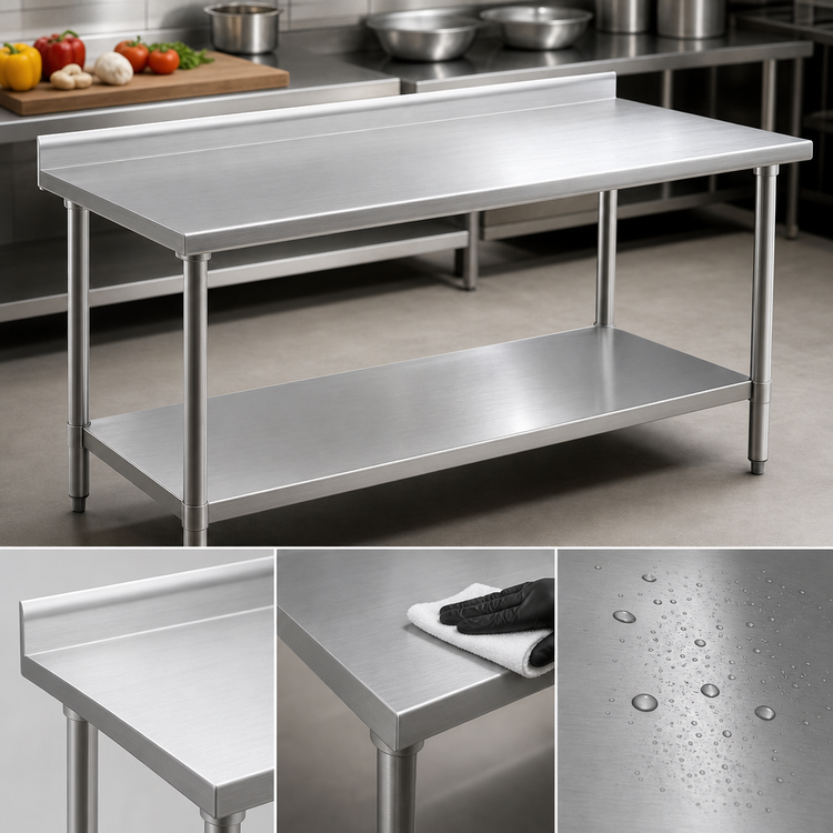 Product image #3 for Eagle Budget Series 108-Inch x 36-Inch Stainless Steel Work Table with Rear Upturn and Adjustable Undershelf