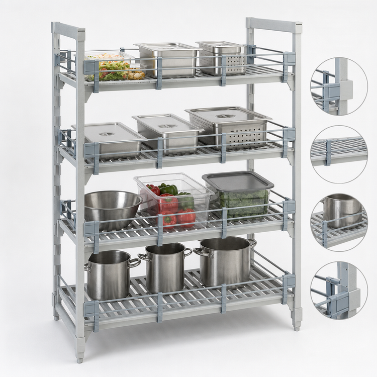 Product image #3 for Cambro Camshelving Premium Full Shelf Rail Kit, 14 x 54 Inch, Soft Gray