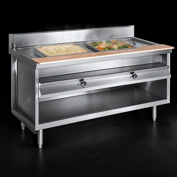 Product image #3 for La Rosa Refrigeration 30-Inch Electric Hot Food Table with 2 12 x 20 Openings and Open Cabinet Base