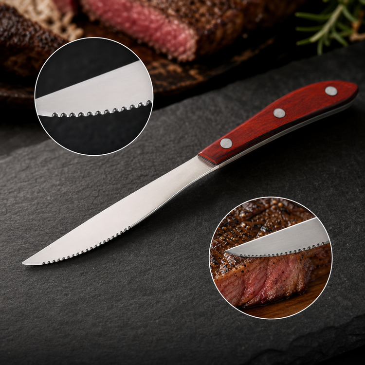 Product image #3 for Admiral Craft 4-1/4 Inch Serrated Steak Knife with Pakka Wood Handle