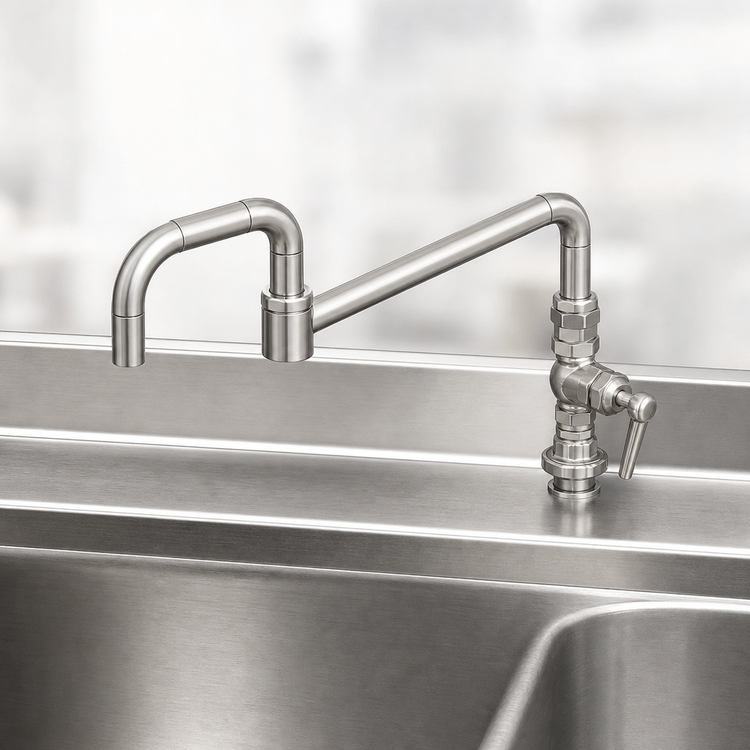 Product image #3 for T&S Brass Big-Flo Single Temperature Single Pantry Deck Mount Faucet with 18-Inch Double Joint Swing Nozzle