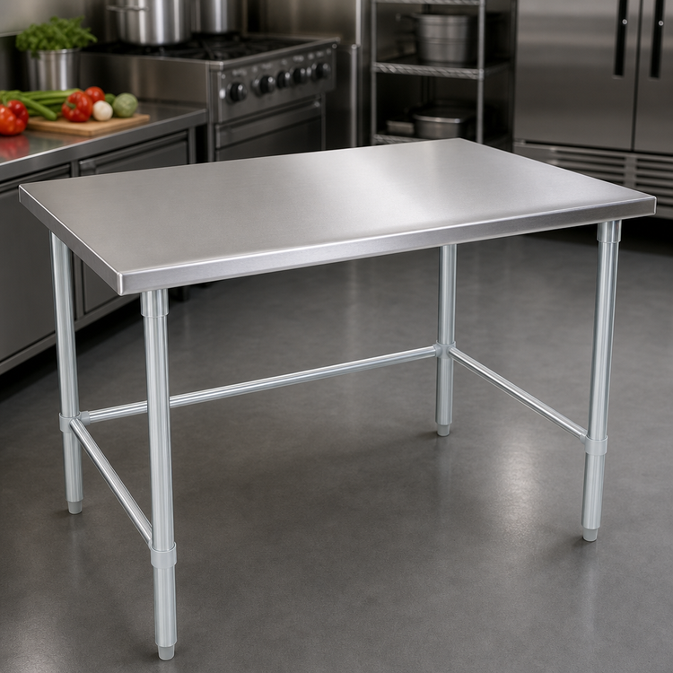 Product image #3 for John Boos Stallion 120-Inch x 30-Inch Stainless Steel Flat Top Work Table with Safety Edge and Galvanized Base