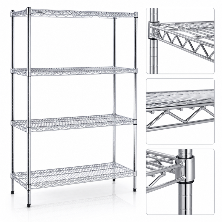 Product image #3 for Eagle Group 4-Tier Starter Wire Shelving Unit, 36 x 21 x 63 Inches, Chrome-Plated Finish