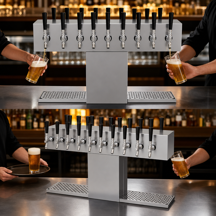 Product image #3 for Glastender DT-16-SSR Double-Sided Countertop Draft Dispensing Tower, 16 Faucets, Glycol-Cooled