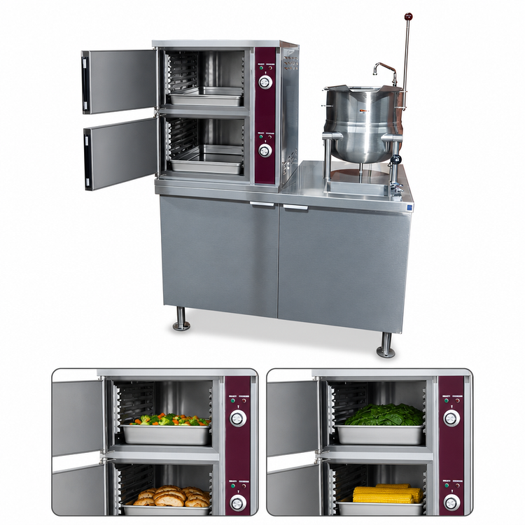 Product image #3 for Southbend Steam Electric Convection Steamer/Kettle with 2 Compartments, 6-Gallon Kettle, and 44-Inch Cabinet Base