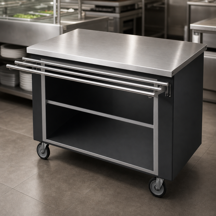 Product image #3 for Randell RANFG ST-7S 86-Inch Mobile Fiberglass Utility Worktop Serving Station with Open Storage