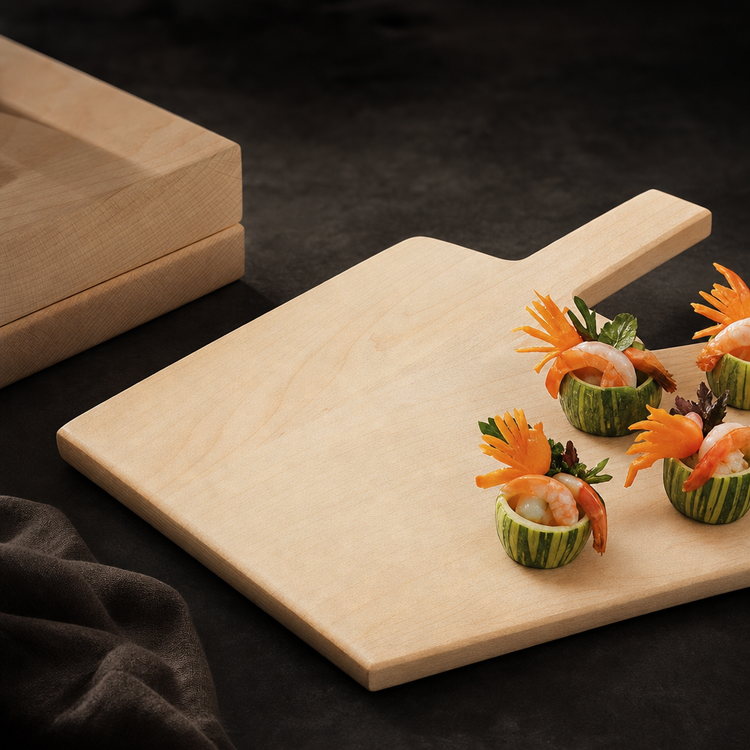 Product image #3 for American Metalcraft Rectangular Solid Maple Wood Serving Board with Handle