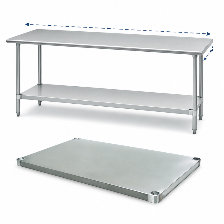 Product image #3 for Advance Tabco Galvanized Undershelf for 84 x 30 Inch Work Tables