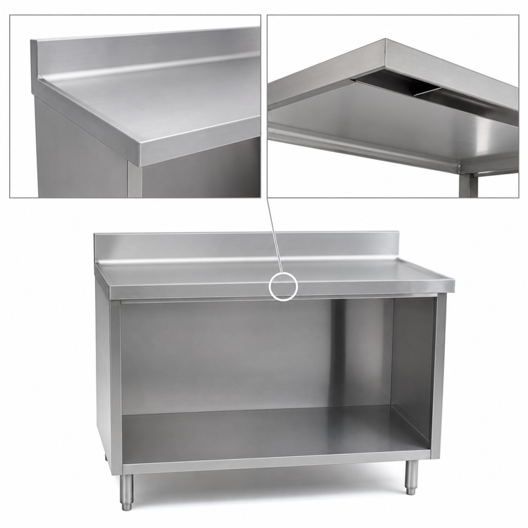 Product image #3 for Spec-Master Marine Counter Edge Open Front Cabinet Base Work Table, 84 x 24 Inch, Stainless Steel