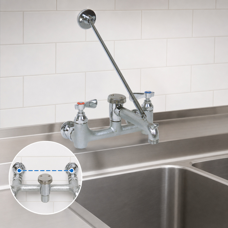 Product image #3 for John Boos 8-Inch Center Wall-Mount Service Sink Faucet with Vacuum Breaker Nozzle and Pail Hook