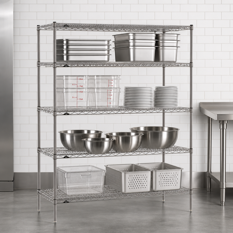 Product image #3 for Metro Super Erecta 60-Inch x 18-Inch x 63-Inch Stationary Starter Wire Shelving Unit, 4 Shelves