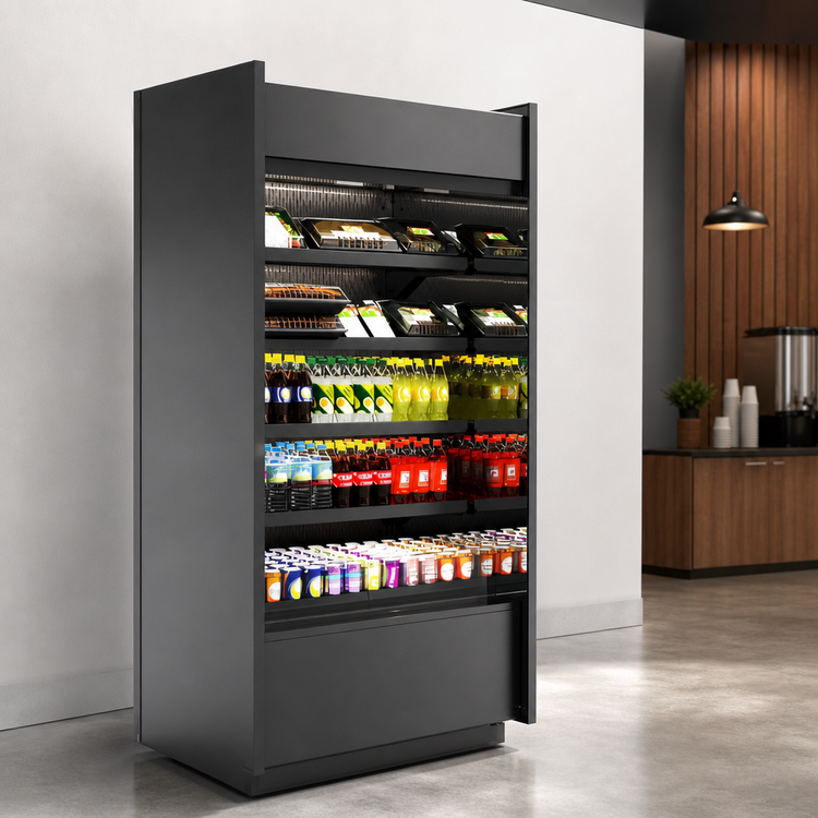 Product image #3 for Oasis® B47R Refrigerated Self-Service Display Case, Self-Contained, 47-5/8"W x 34-1/4"D x 82-1/4"H, Black Exterior