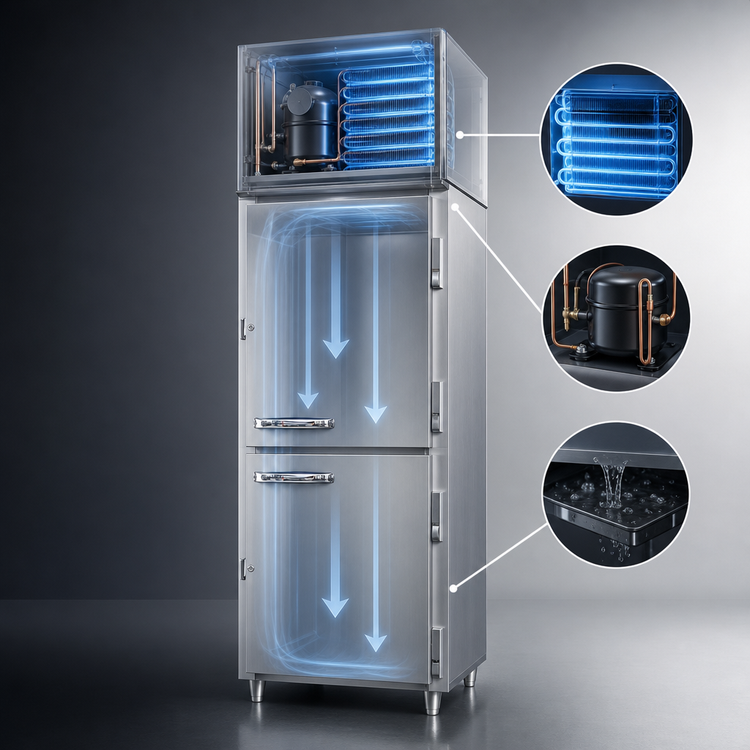 Product image #3 for Continental Refrigerator D1FESNHD Designer Line 1-Section Extra-Wide Shallow Depth Reach-In Freezer with Half-Height Solid Doors