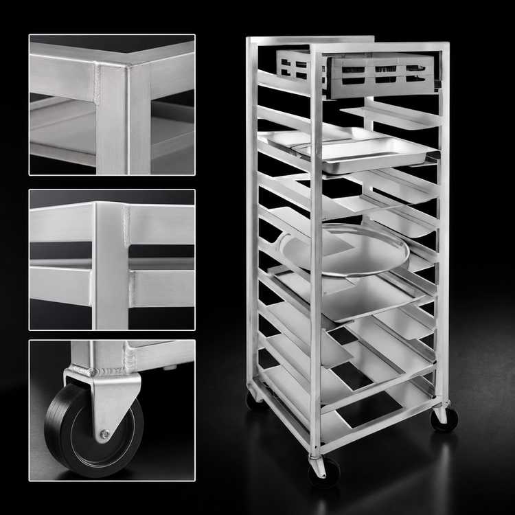 Product image #3 for Channel Manufacturing UR-12 Mobile All-Welded Aluminum Universal Rack, 12 Pan Capacity, 5-Inch Centers