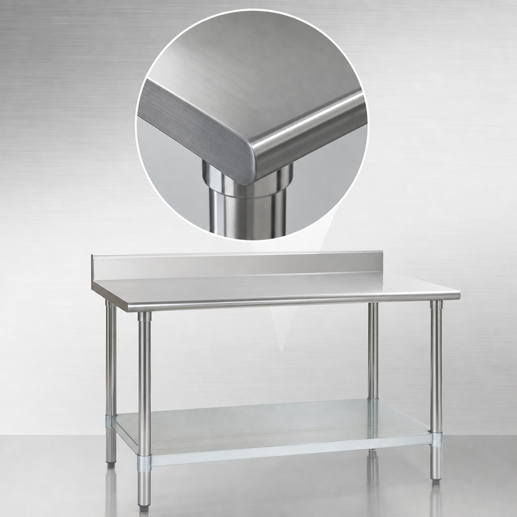Product image #3 for Eagle Spec-Master 84 Inch Stainless Steel Work Table with 4-1/2 Inch Backsplash and Galvanized Undershelf