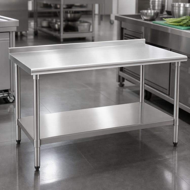 Product image #3 for Eagle Group Budget Series 30" x 30" Stainless Steel Work Table with Rear Upturn and Adjustable Undershelf