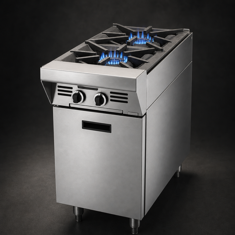 Product image #3 for Garland Master Series 17-Inch Gas Open Burner Range Attachment with Storage Base, 2 Open Burners and Electric Spark Ignition