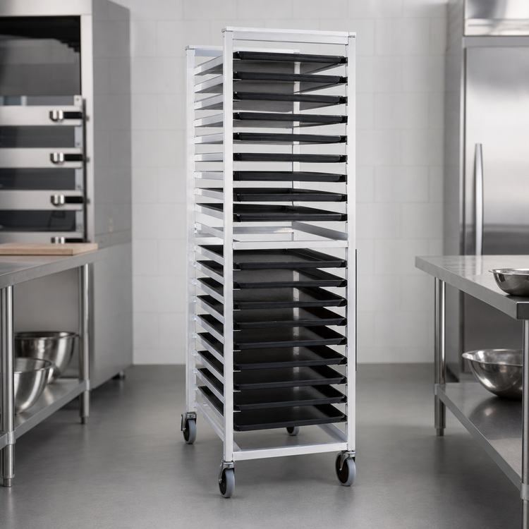 Product image #3 for New Age Full-Height Open-Sided Aluminum Bun Pan Rack for 18 x 26 Inch Sheet Pans, End Loading, 20-Pan Capacity