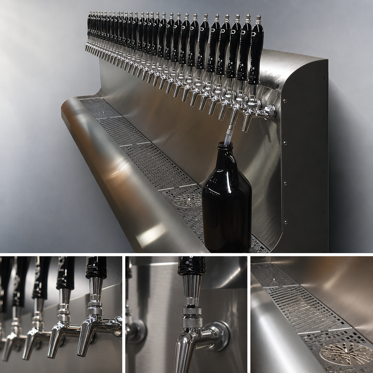 Product image #3 for Perlick 20-Faucet Wall-Mount Air-Cooled Stainless Steel Modular Draft Beer Dispensing Tower